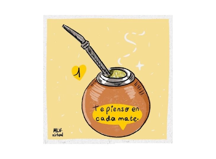 frase romantica con mate te pienso en cada mate