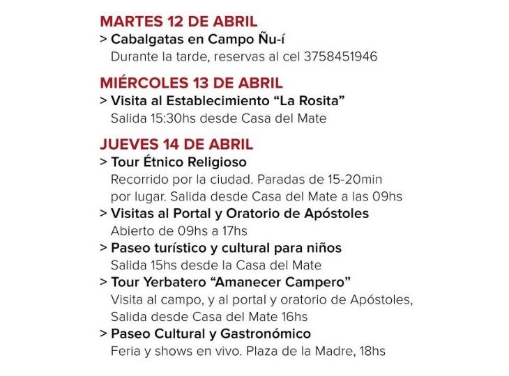 programa actividades semana santa apostoles 2022