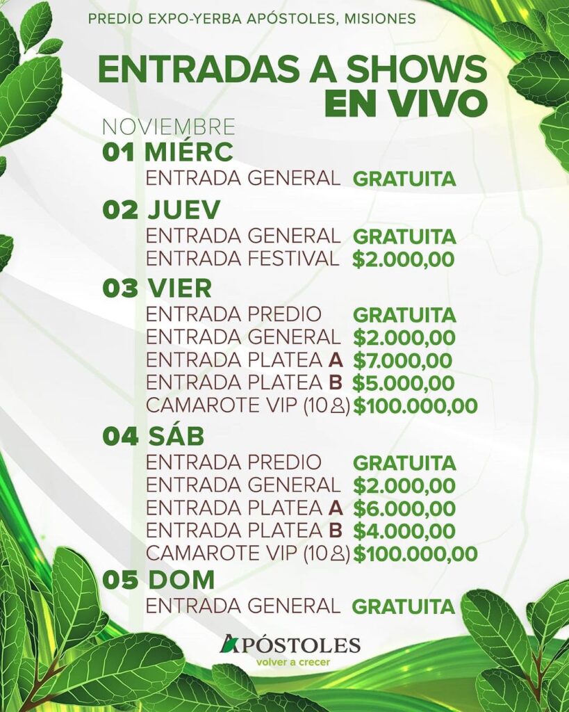 fiesta-yerba-mate-precios-entradas-2023-apostoles