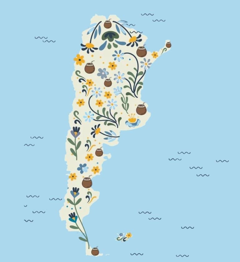 como-se-toma-el-mate-segun-la-region-mapa-argentina-ilustracion